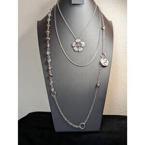 Lot of Three Layered Silver Tone Necklaces From Vintage to Modern